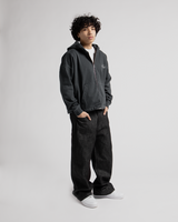 Mind Connection Cropped Zip Hoodie - Vintage Black