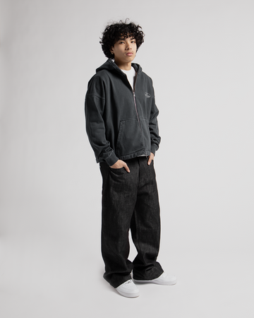 Mind Connection Cropped Zip Hoodie - Vintage Black