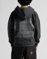 Mind Connection Cropped Zip Hoodie - Vintage Black