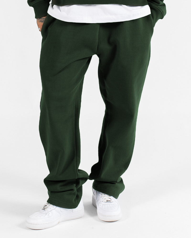 Open Bottom Sweatpants - Forest Green