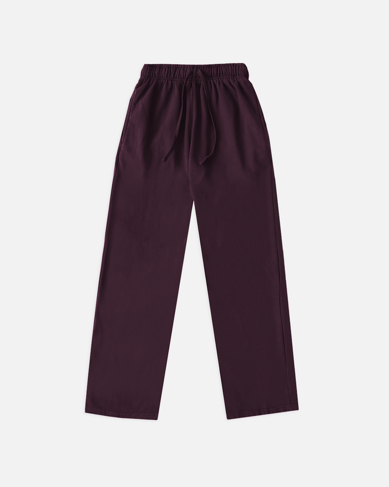 Open Bottom Sweatpants - Wine