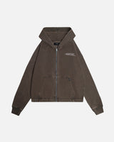 Outlaw Cropped Zip Hoodie - Vintage Espresso