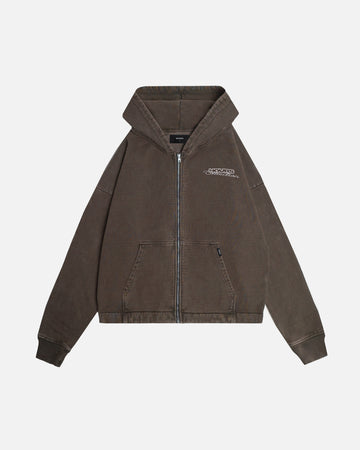 Outlaw Cropped Zip Hoodie - Vintage Espresso