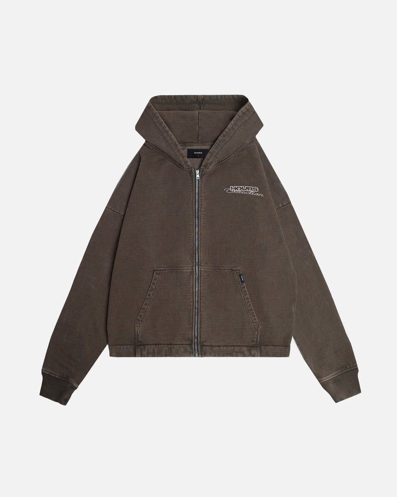 Outlaw Cropped Zip Hoodie - Vintage Espresso