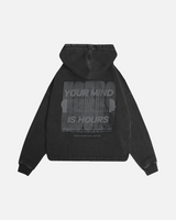 Mind Connection Cropped Zip Hoodie - Vintage Black