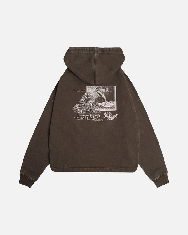 Outlaw Cropped Zip Hoodie - Vintage Espresso