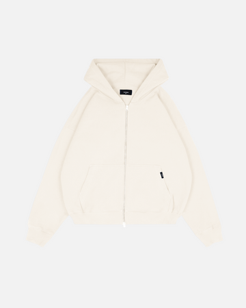 Drop Shoulder Zip Hoodie - Oyster
