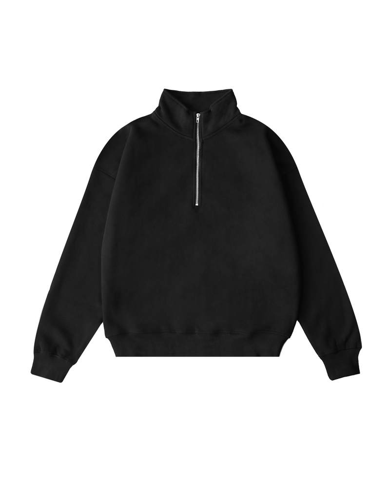 Drop Shoulder 1 4 Zip Black
