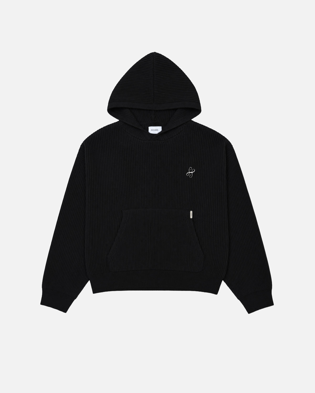 Signature Ribbed Hoodie - Black