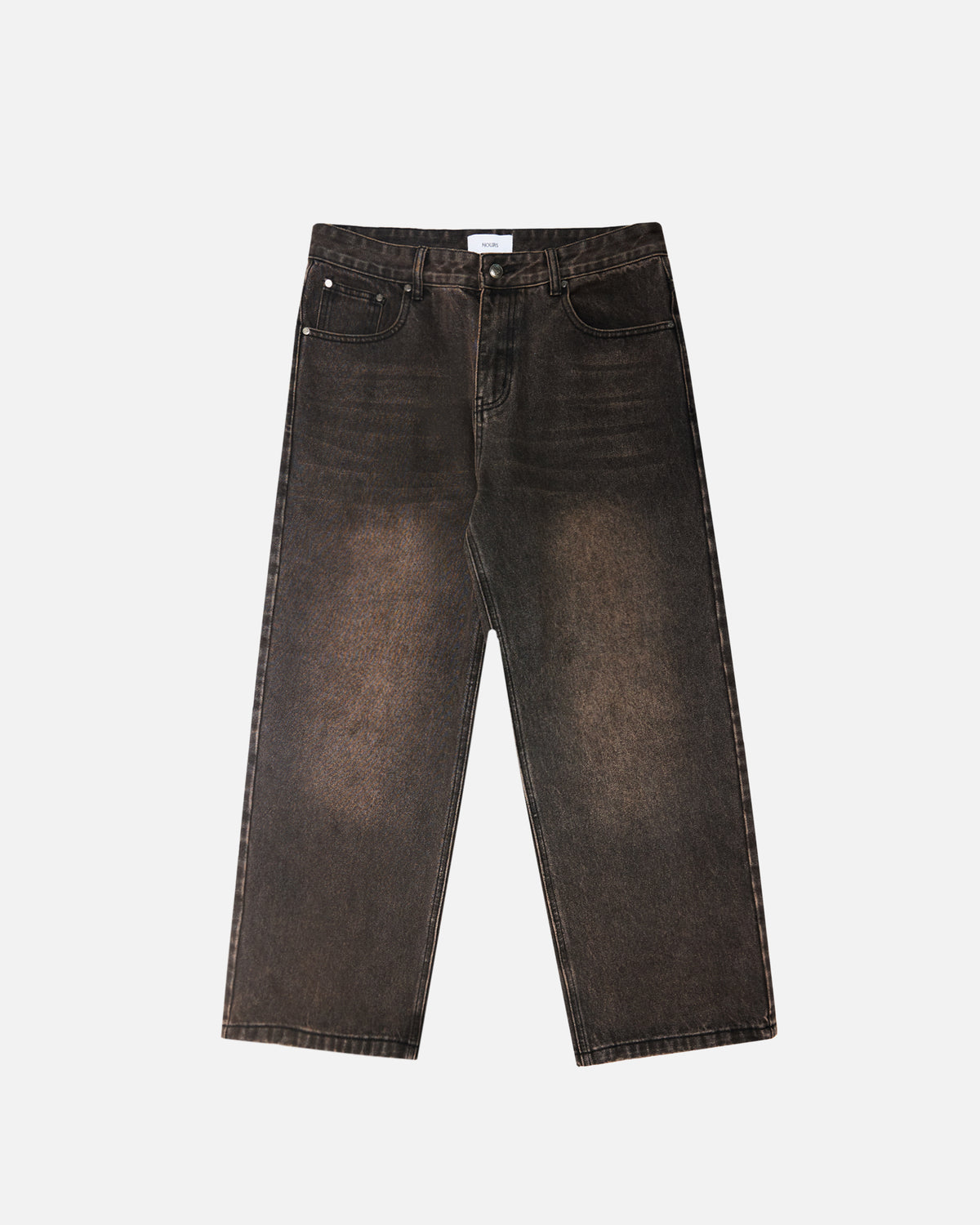Baggy Denim Pants - Washed Brown