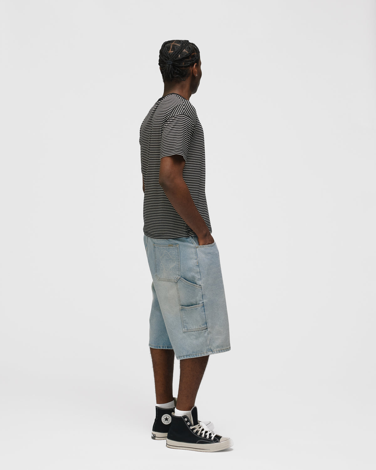 Baggy Denim Shorts - Light Blue