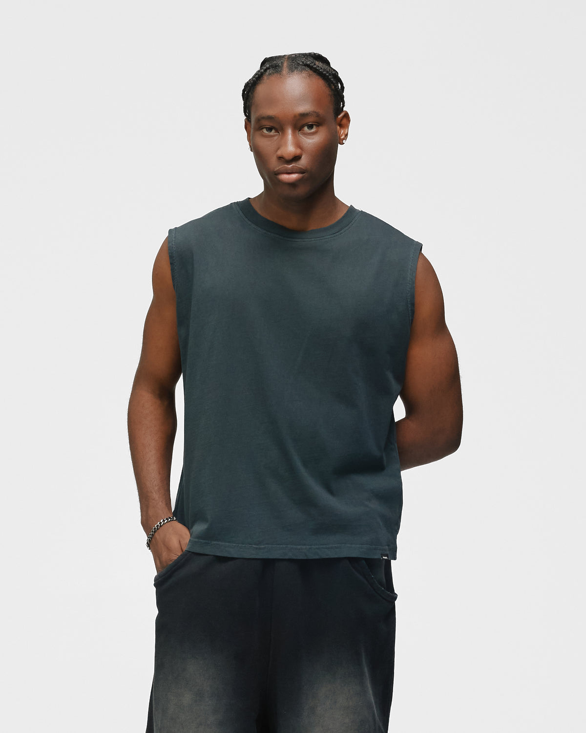 Cropped Tank Top - Washed Black