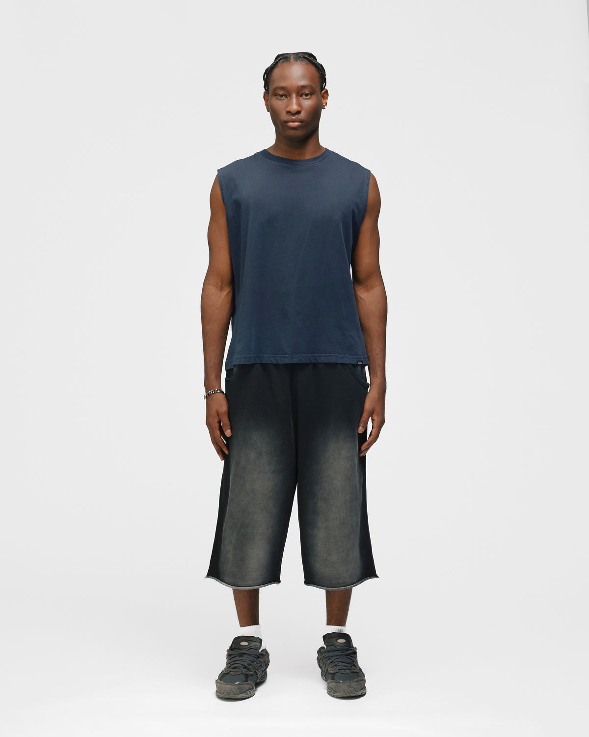 Cropped Tank Top - Washed Navy