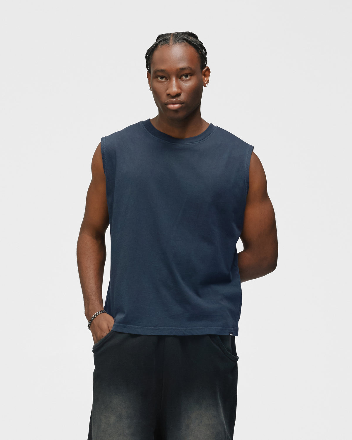 Cropped Tank Top - Washed Navy