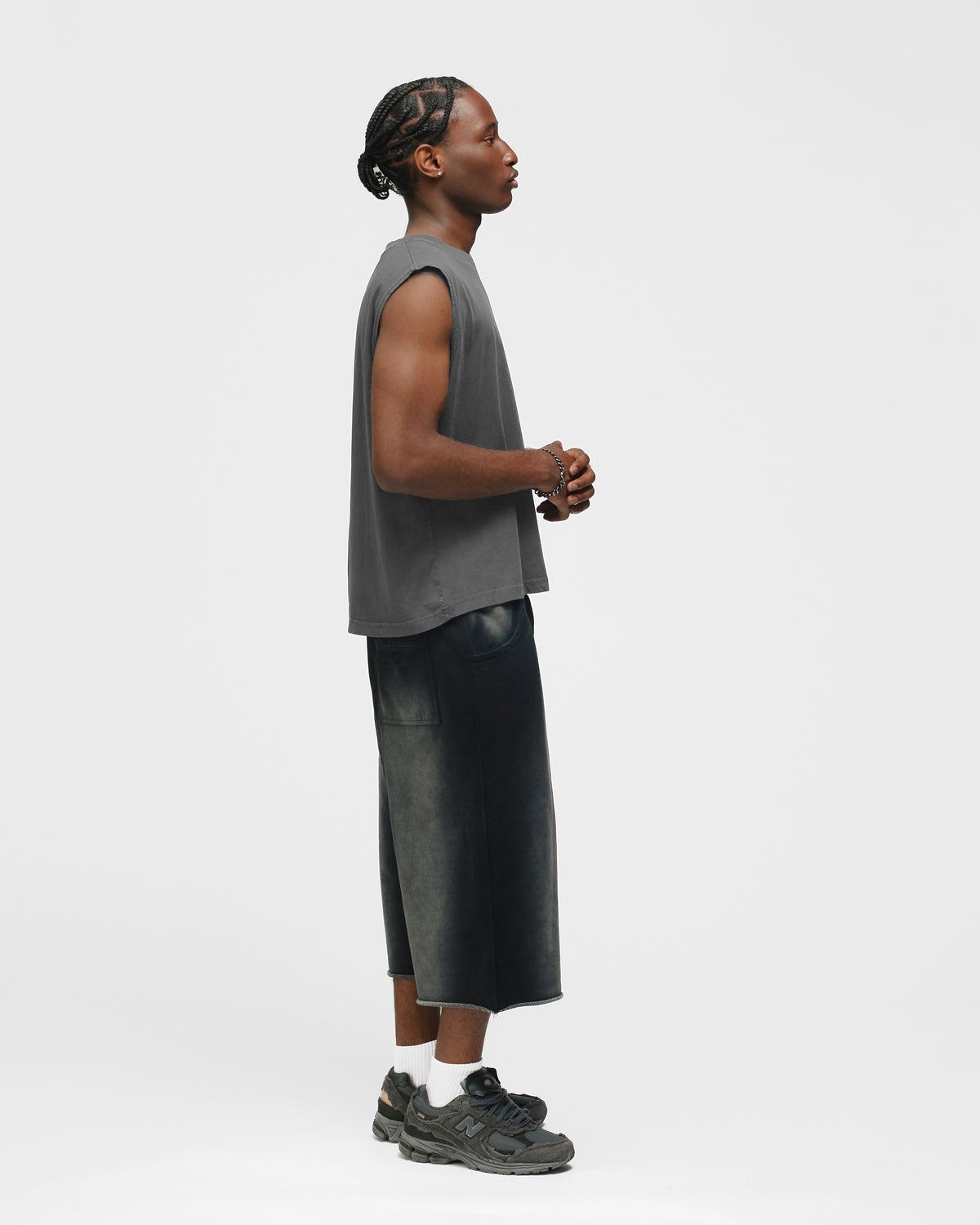 Cropped Tank Top - Washed Grey