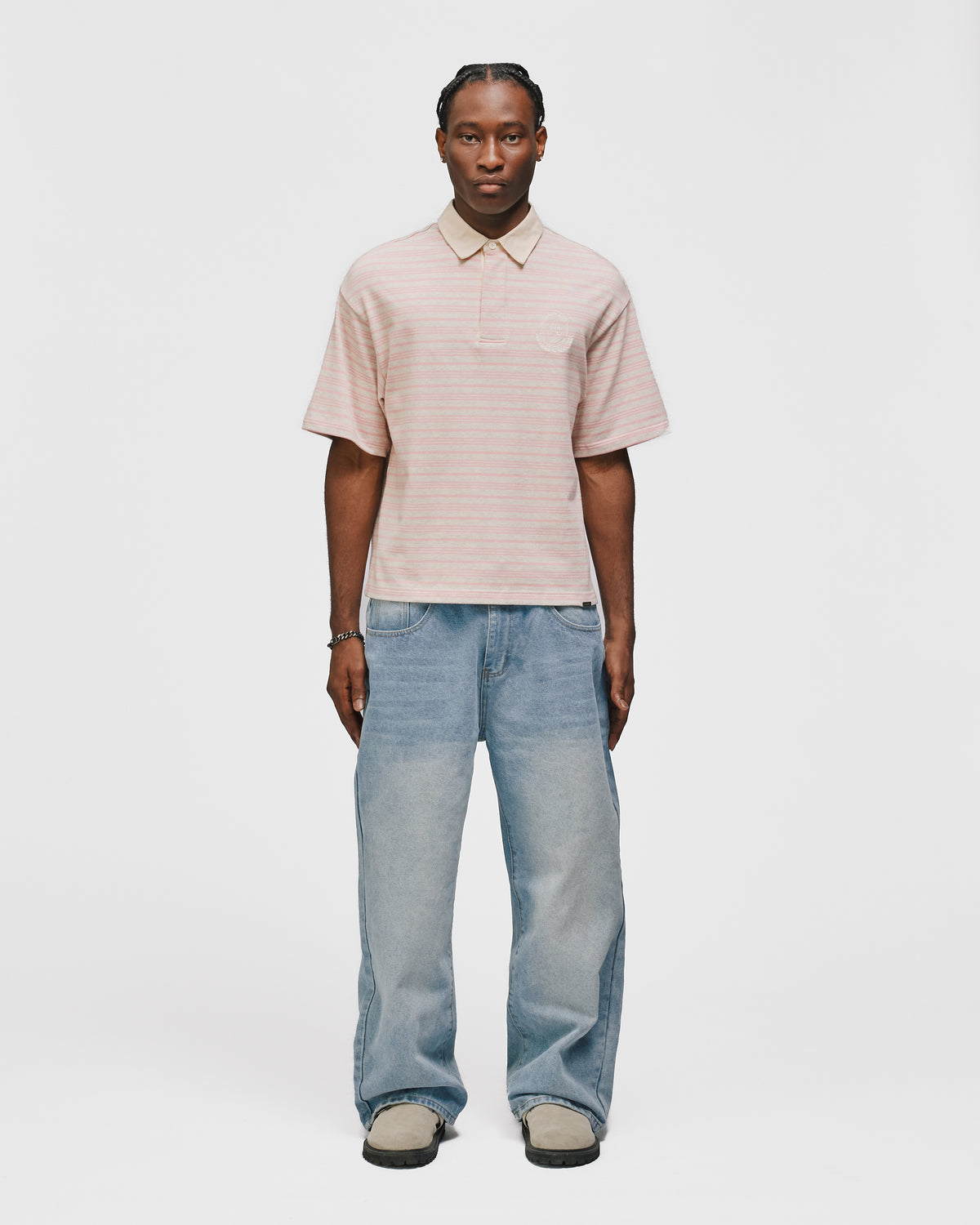 Striped Polo Shirt - Pink