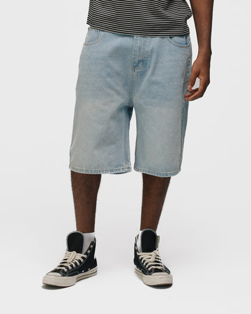 Baggy Denim Shorts - Light Blue