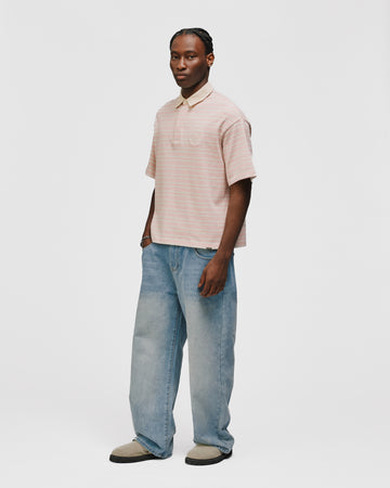 Striped Polo Shirt - Pink
