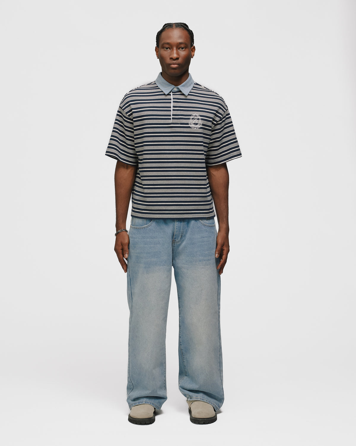 Striped Polo Shirt - Navy