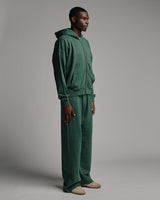 Drop Shoulder Zip Hoodie - Vintage Green