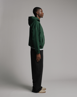 Drop Shoulder Zip Hoodie - Forest Green