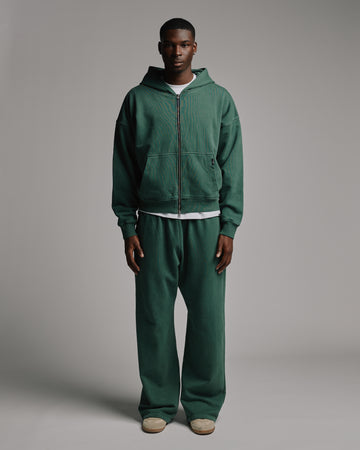 Thermal Lined Zip Hoodie - Vintage Green
