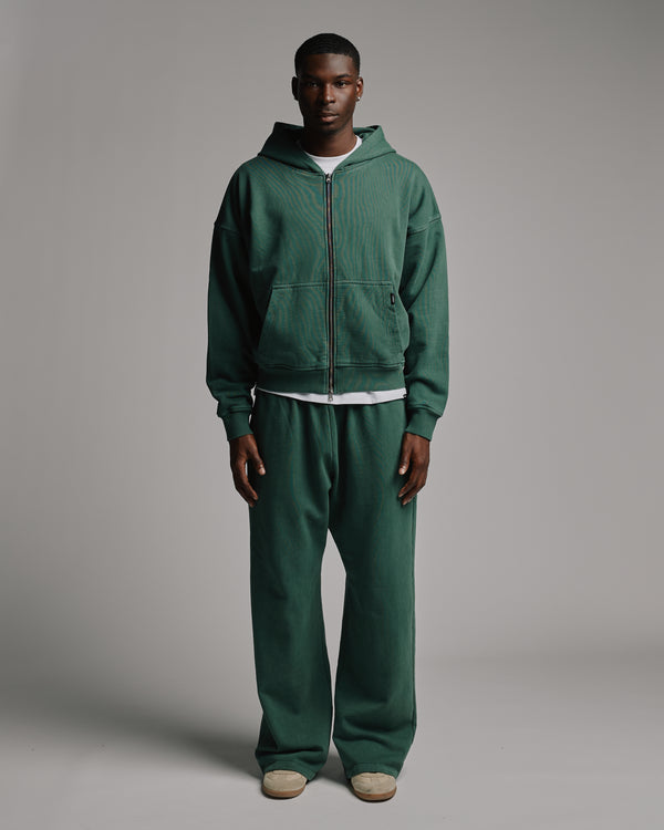 Thermal Lined Zip Hoodie - Vintage Green