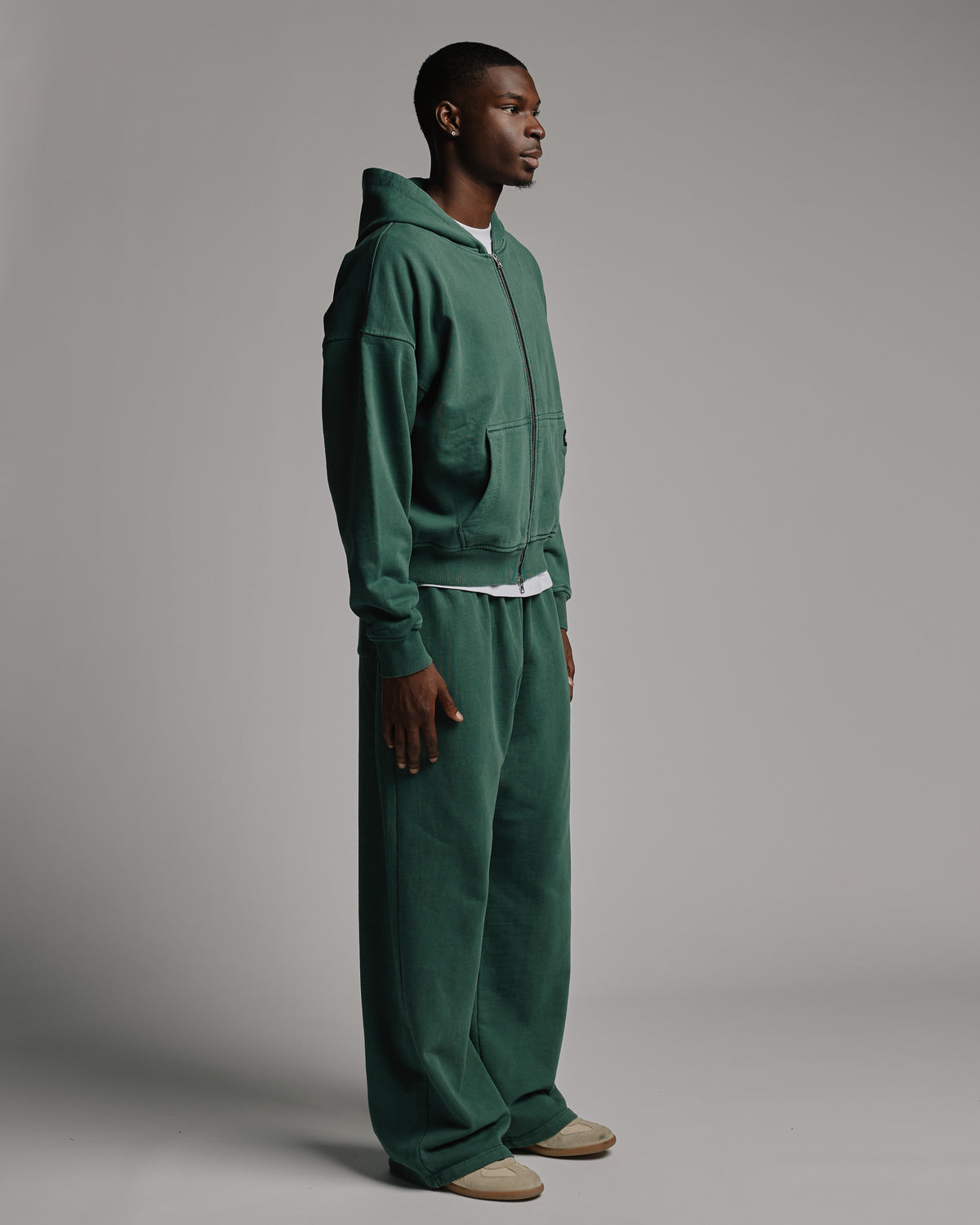 Thermal Lined Zip Hoodie - Vintage Green