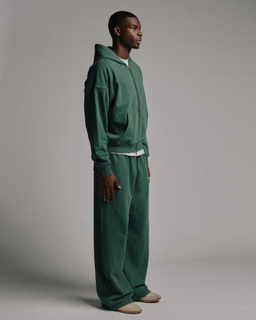 Thermal Lined Zip Hoodie - Vintage Green