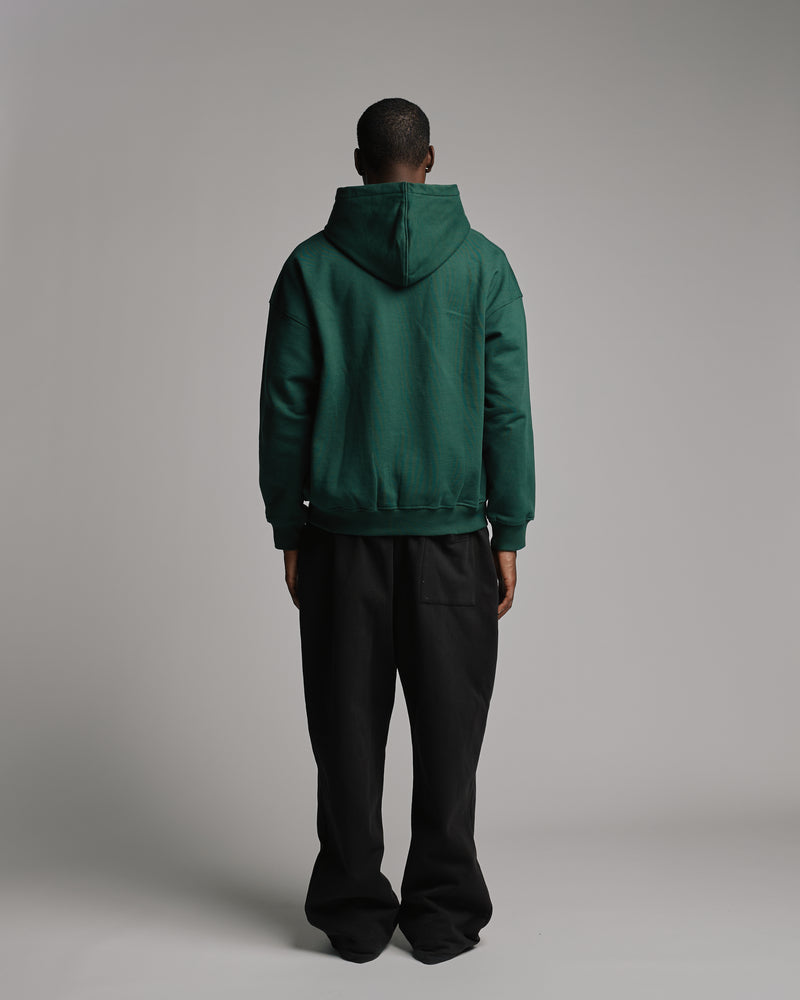Drop Shoulder Zip Hoodie - Forest Green