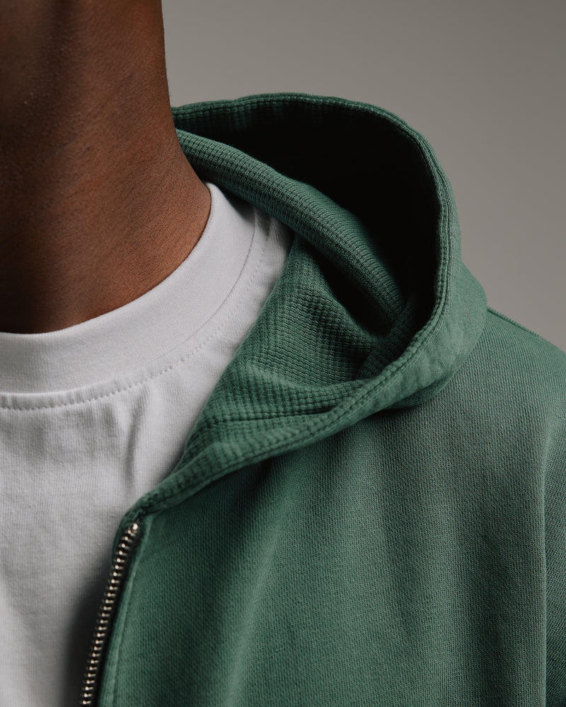 Thermal Lined Zip Hoodie - Vintage Green