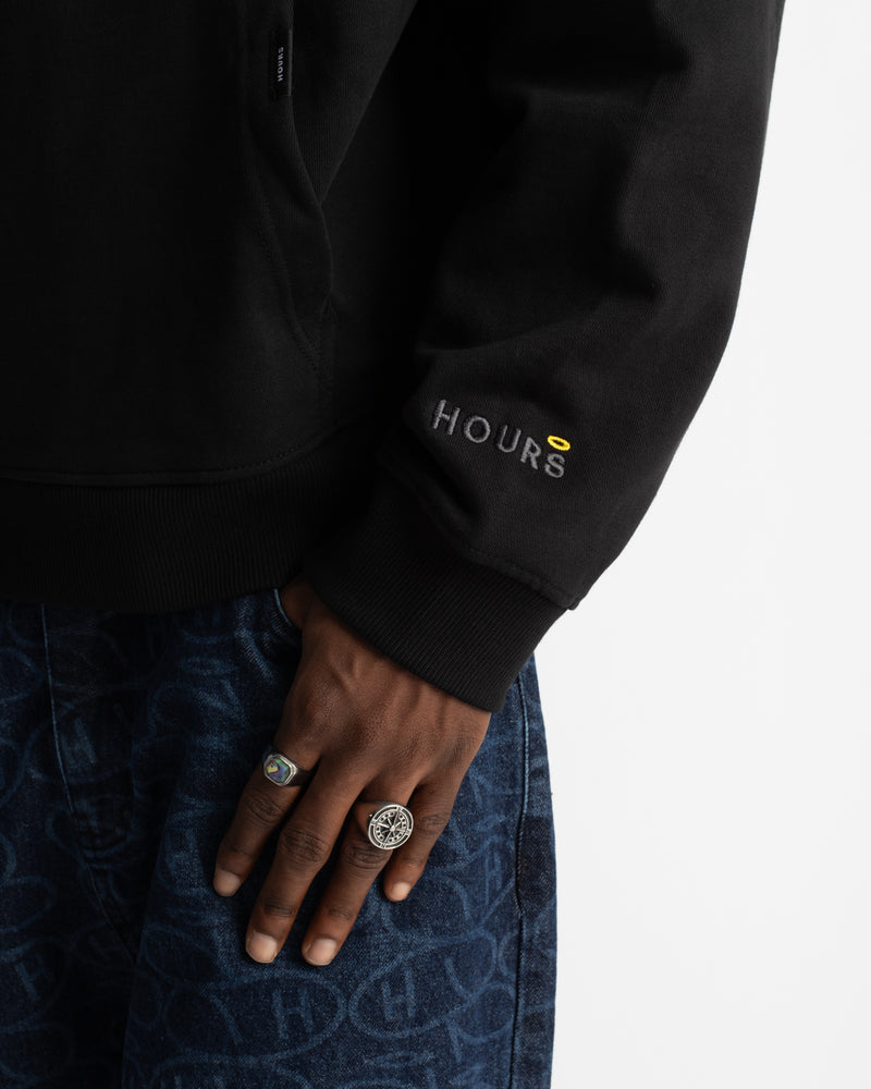 Hours x Saint Cropped Hoodie - Black