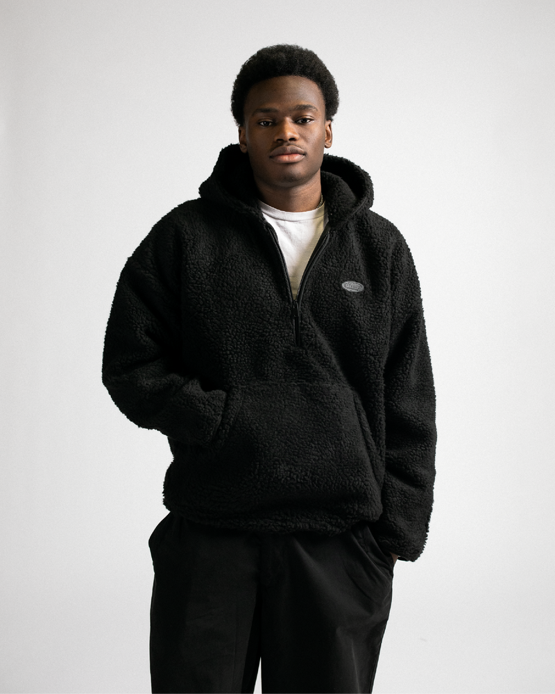 Black sherpa hoodie hot sale