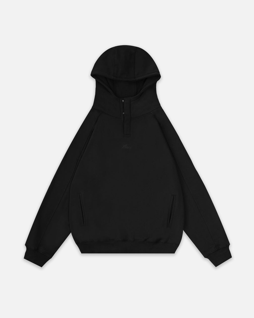 Triple Snap Hoodie - Black