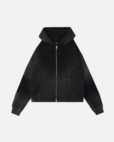 Cropped Zip Hoodie - Sunfaded Black