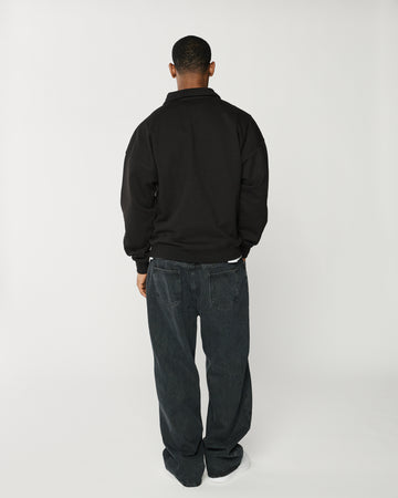Drop Shoulder 1/4 Zip - Black
