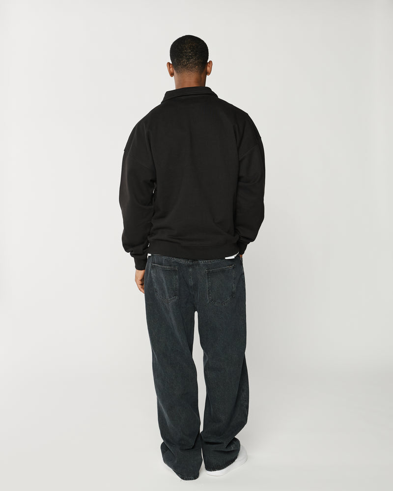 Drop Shoulder 1/4 Zip - Black