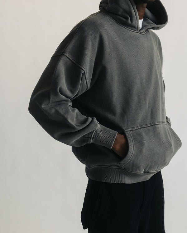 Diagonal Weave Hoodie - Grey