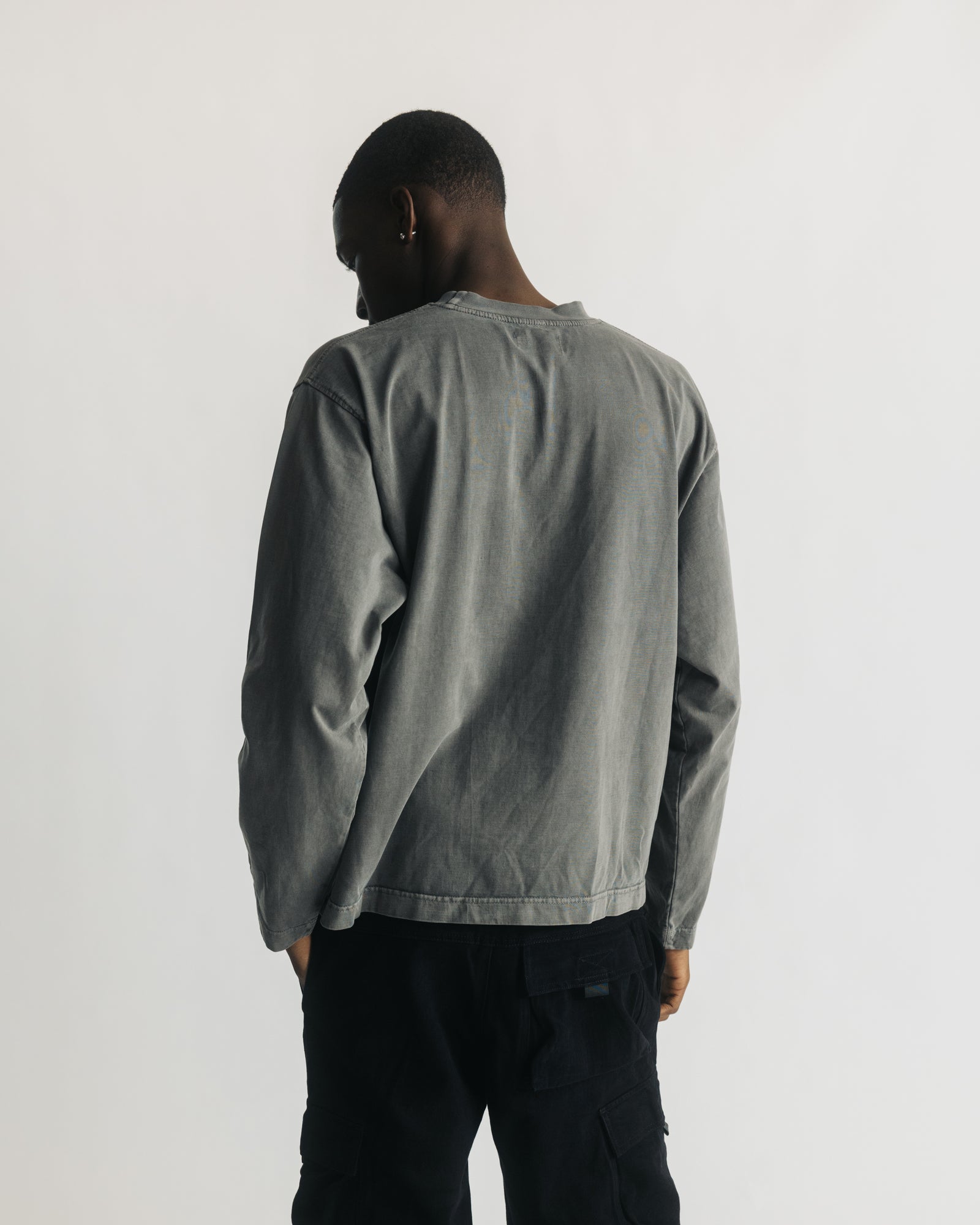 【KOOLOSET】Track Line Dying Washed Long Sleeve Running Sleeve | L1 D3 Black | Running is Dead