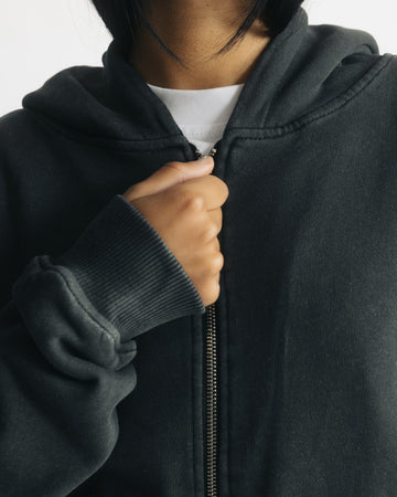 Thermal Lined Zip Hoodie - Vintage Black