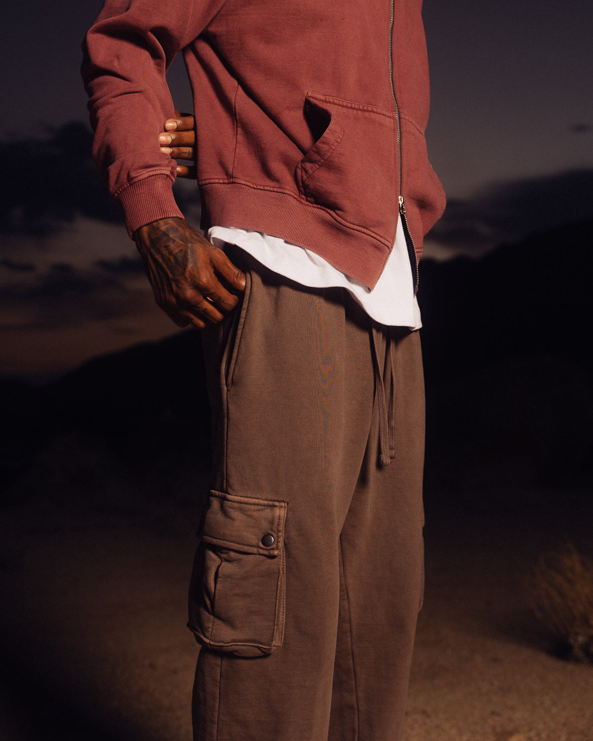Baggy Cargo Sweatpants - Vintage Brown