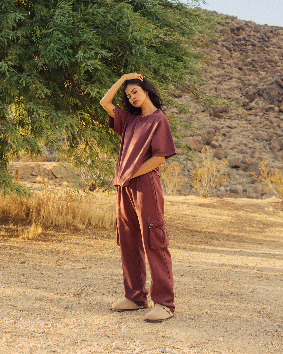 Baggy Cargo Sweatpants - Vintage Burgundy
