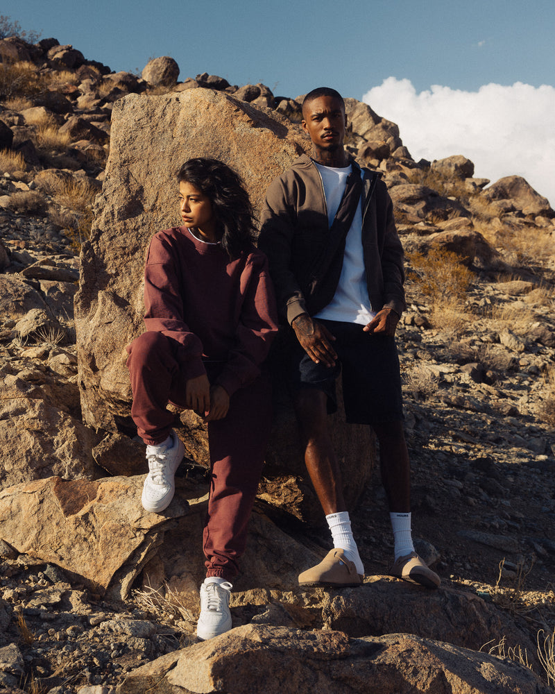 Drop Shoulder Crewneck - Vintage Burgundy