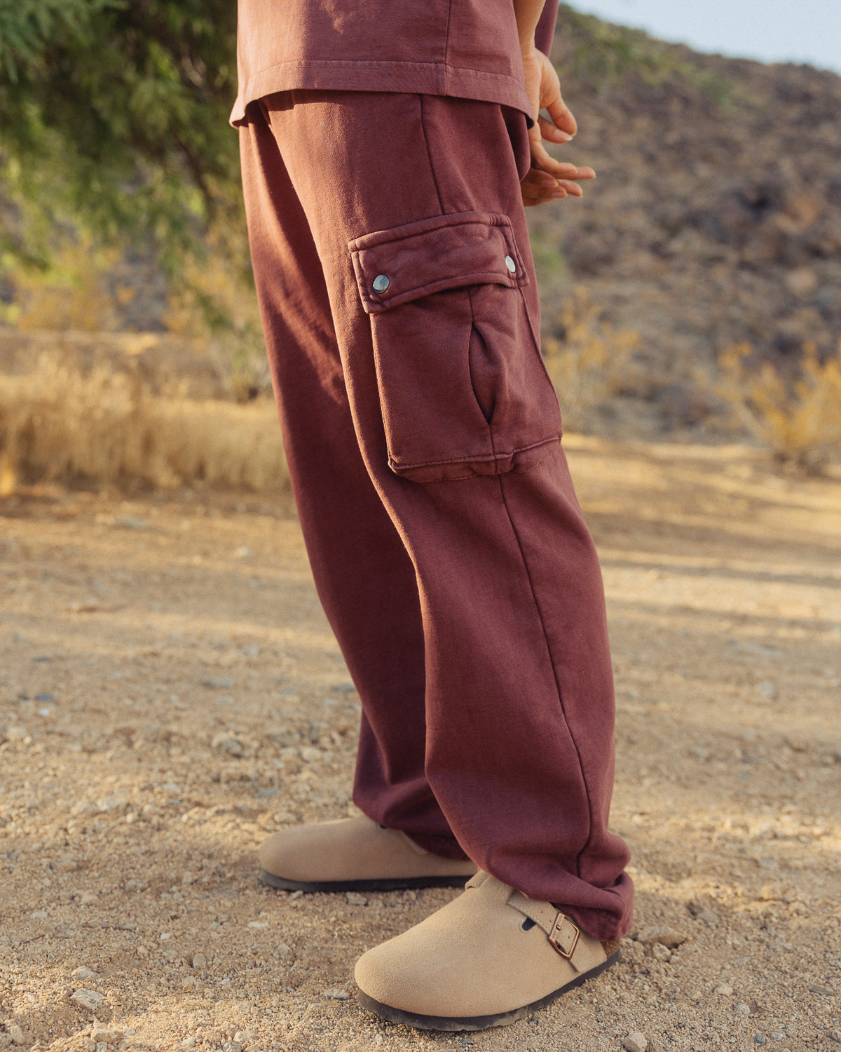 Baggy Cargo Sweatpants - Vintage Burgundy