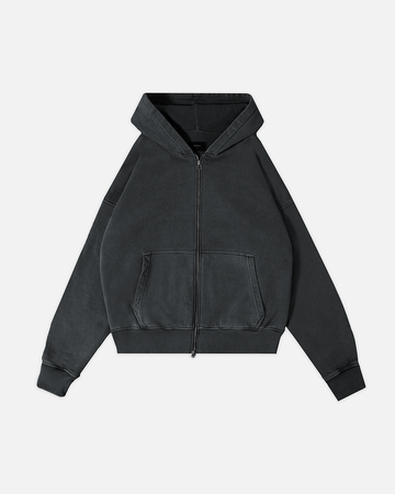 Thermal Lined Zip Hoodie - Vintage Black