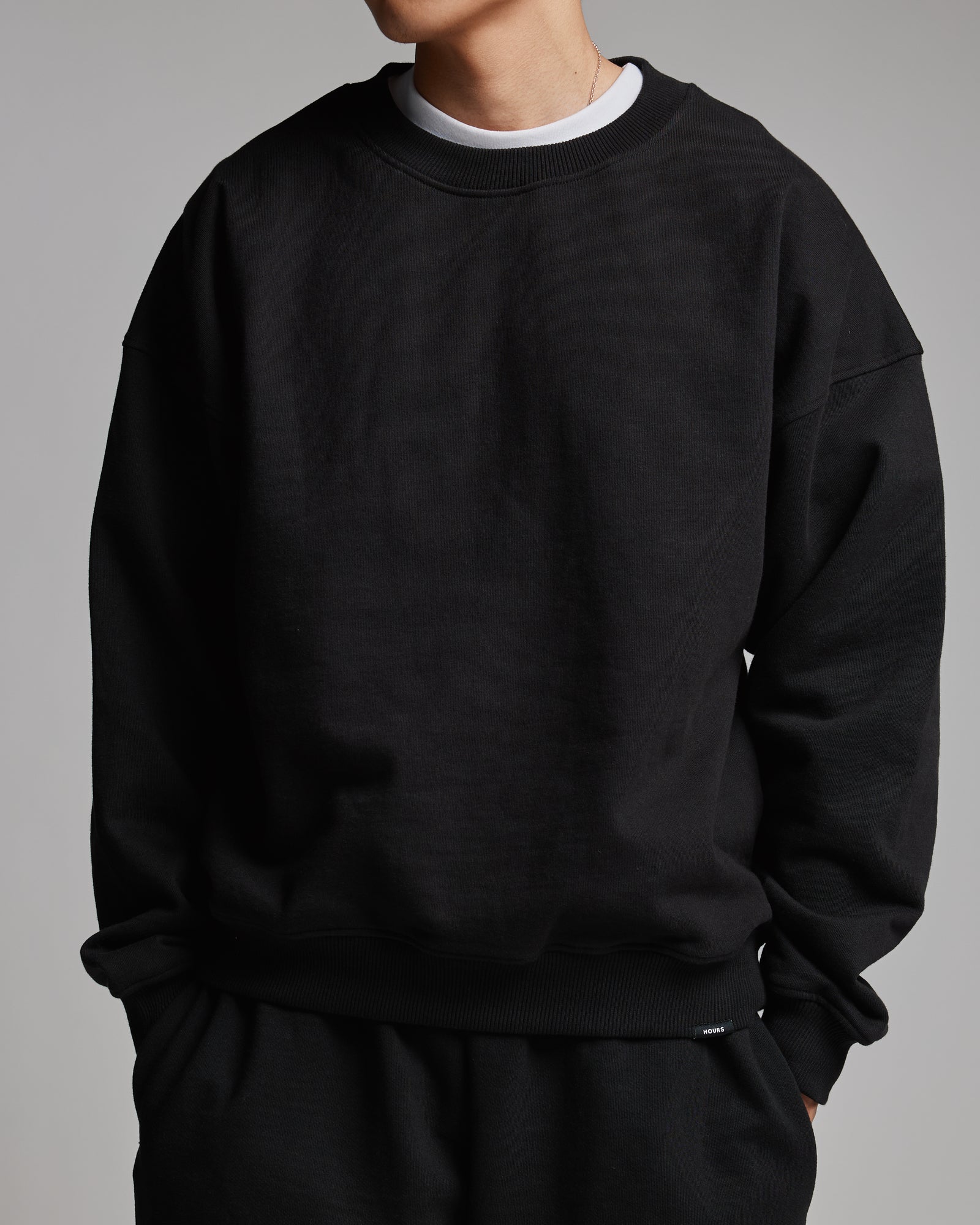 トップス HWC SAME COLORED CREW SWEAT BLACK Hanes Adult 7.8 oz 50/50 Crewneck Sweatshirt in Black