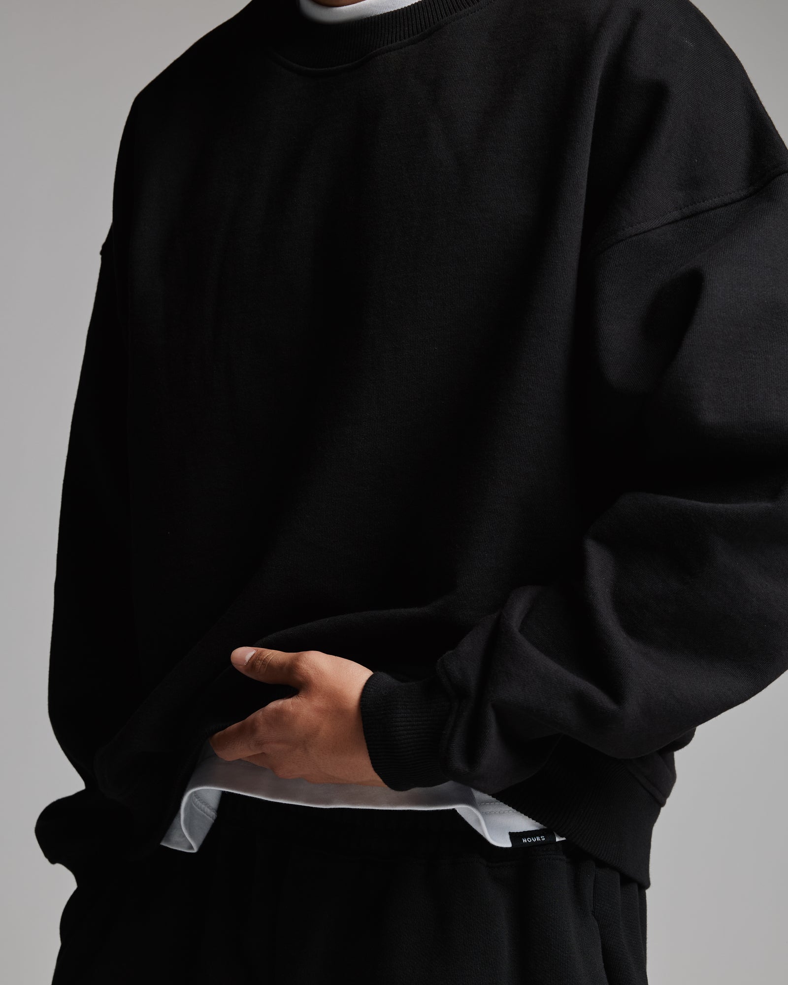 Drop Shoulder Crewneck - Black – Hours
