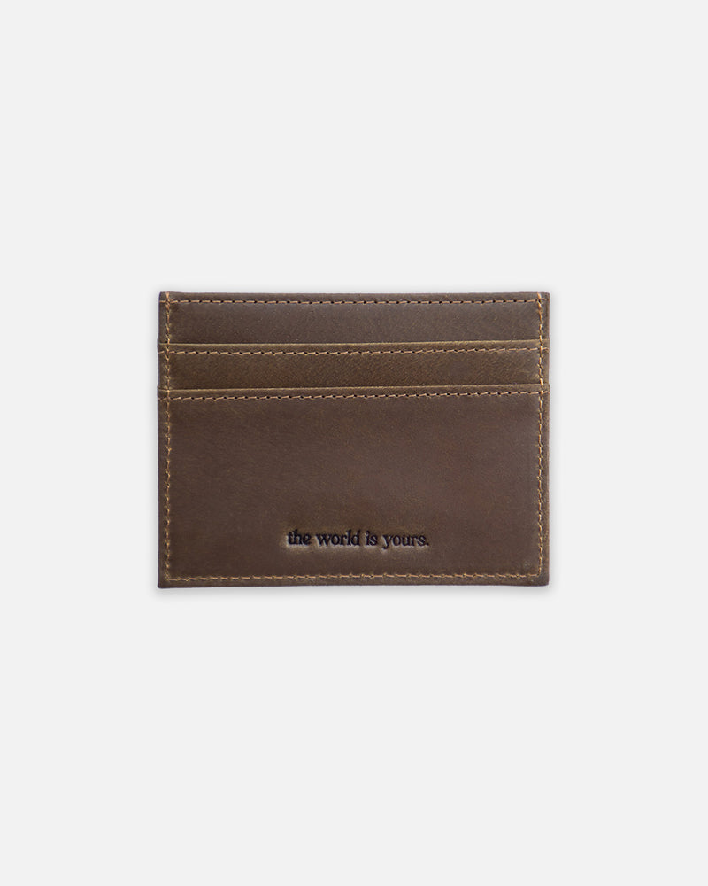 The World is Yours Cardholder - Vintage Brown