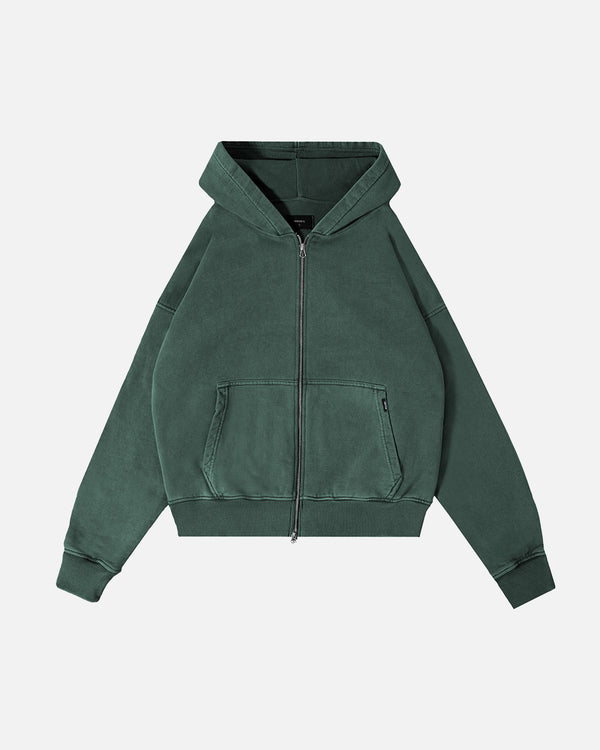 Thermal Lined Zip Hoodie - Vintage Green