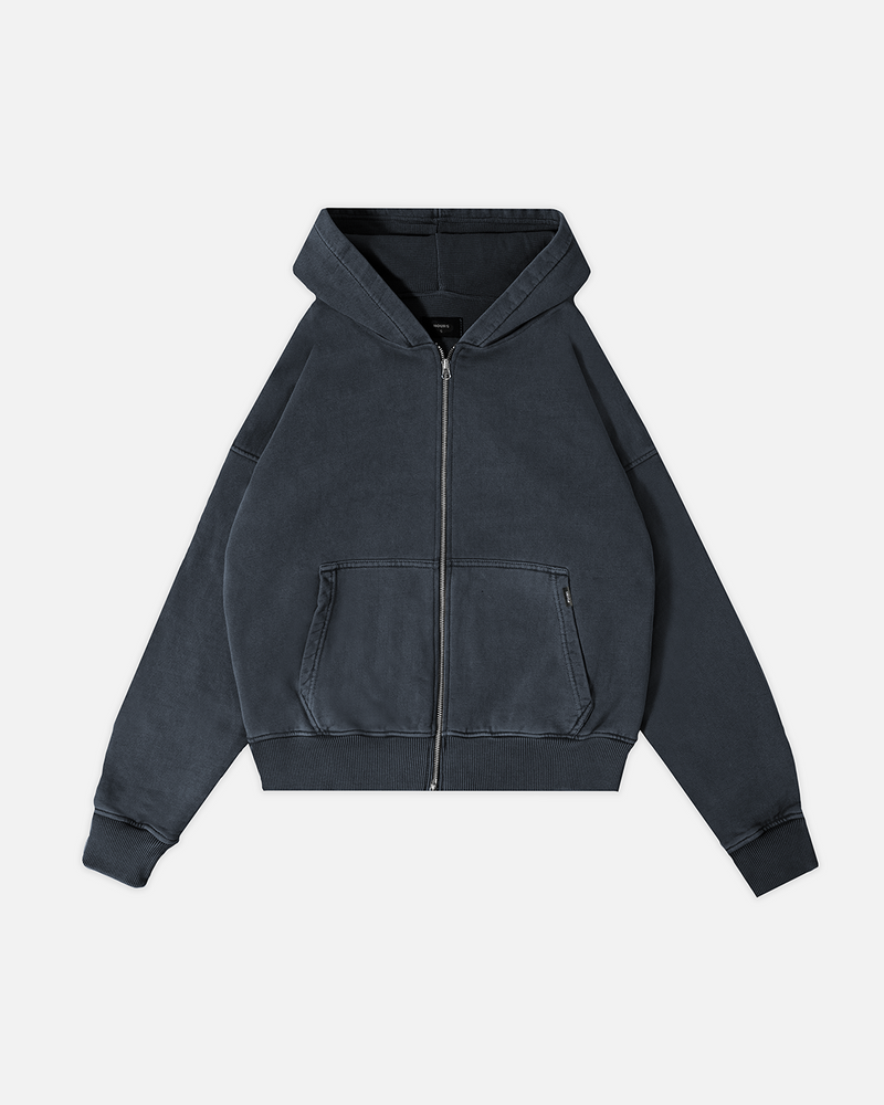 Thermal Lined Zip Hoodie Vintage Navy – Hours - Main Image